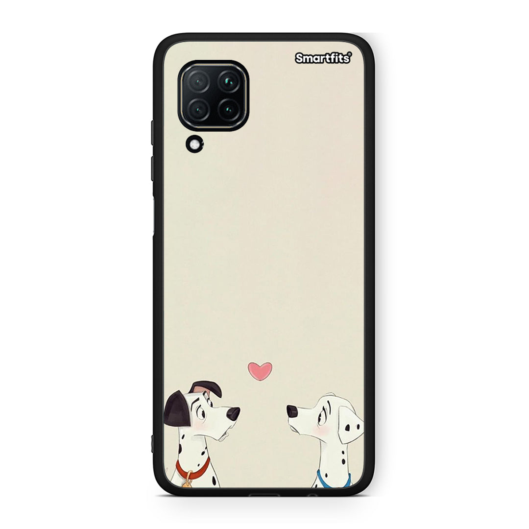 Huawei P40 Lite Dalmatians Love θήκη από τη Smartfits με σχέδιο στο πίσω μέρος και μαύρο περίβλημα | Smartphone case with colorful back and black bezels by Smartfits