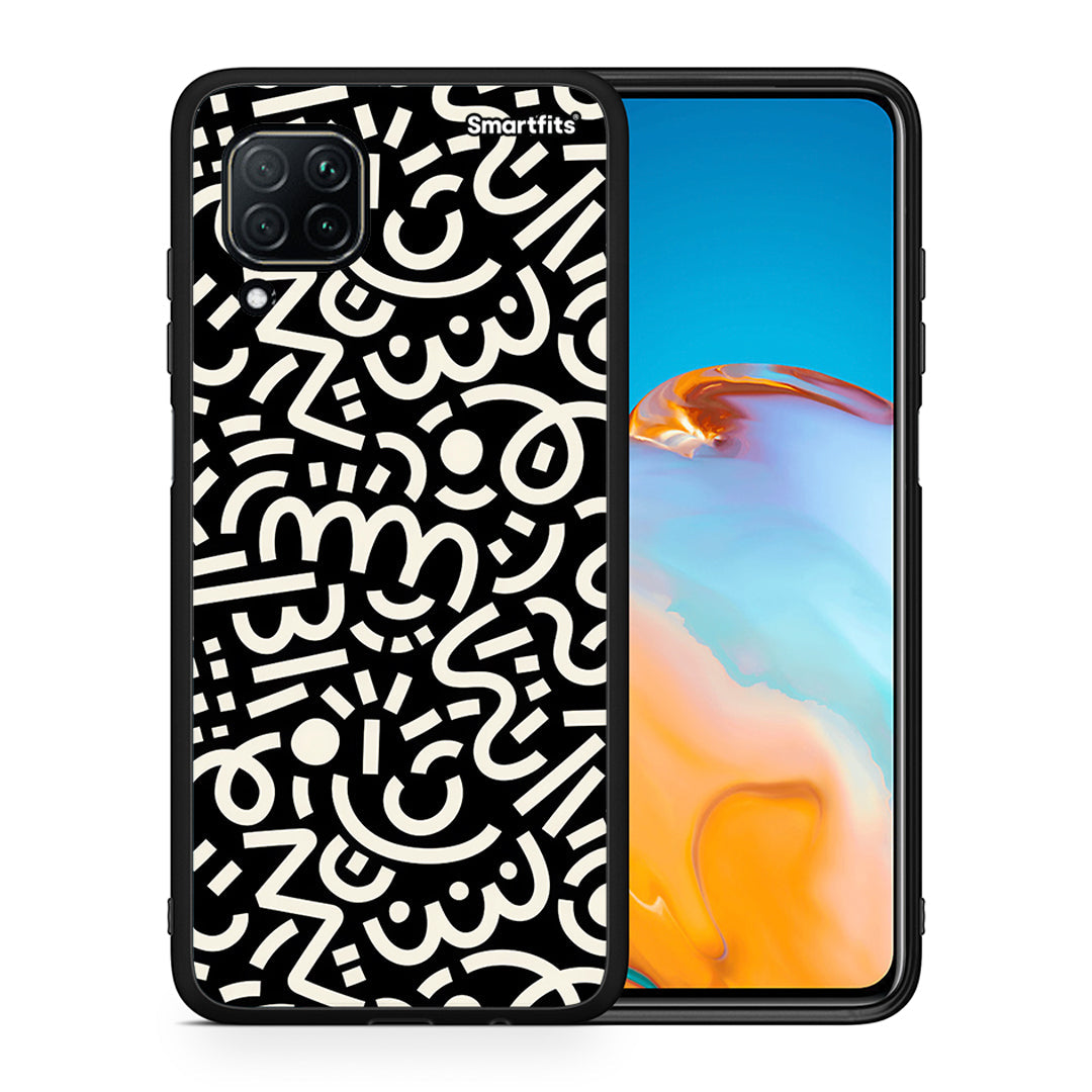 Θήκη Huawei P40 Lite Doodle Art από τη Smartfits με σχέδιο στο πίσω μέρος και μαύρο περίβλημα | Huawei P40 Lite Doodle Art case with colorful back and black bezels