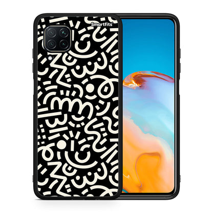 Θήκη Huawei P40 Lite Doodle Art από τη Smartfits με σχέδιο στο πίσω μέρος και μαύρο περίβλημα | Huawei P40 Lite Doodle Art case with colorful back and black bezels