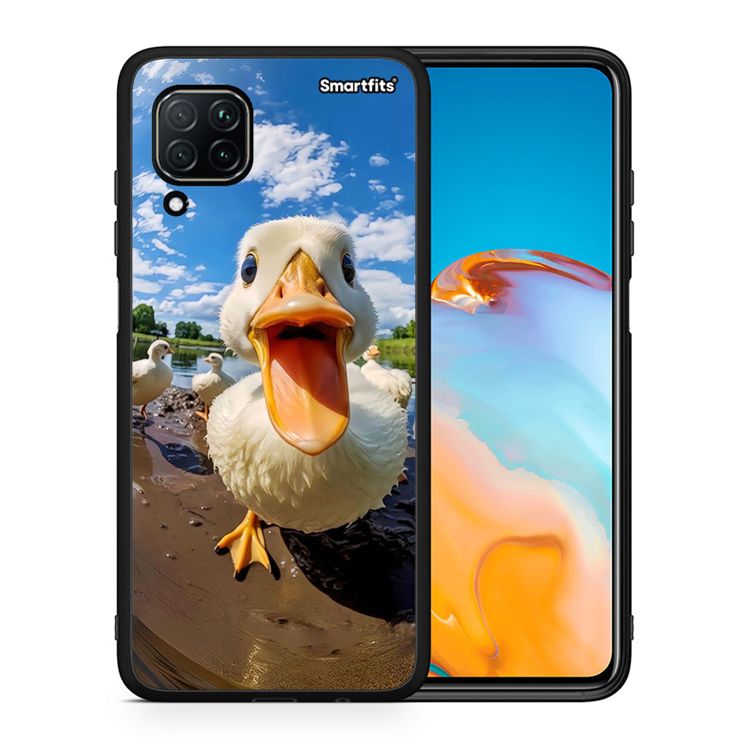 Θήκη Huawei P40 Lite Duck Face από τη Smartfits με σχέδιο στο πίσω μέρος και μαύρο περίβλημα | Huawei P40 Lite Duck Face case with colorful back and black bezels