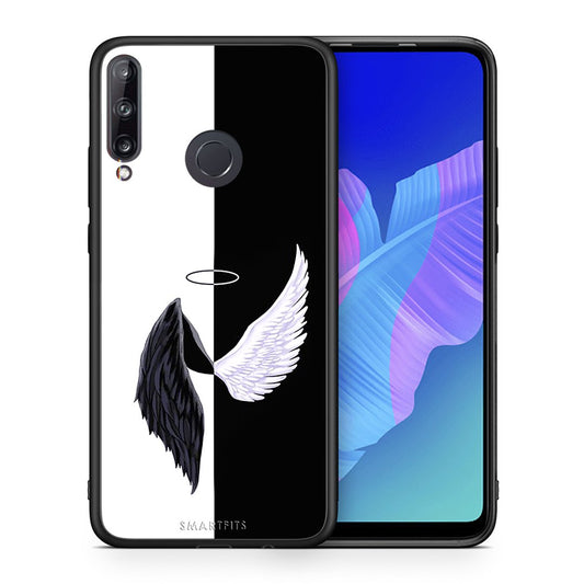 Θήκη Huawei P40 Lite E Angels Demons από τη Smartfits με σχέδιο στο πίσω μέρος και μαύρο περίβλημα | Huawei P40 Lite E Angels Demons case with colorful back and black bezels