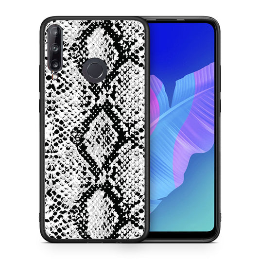 Θήκη Huawei P40 Lite E White Snake Animal από τη Smartfits με σχέδιο στο πίσω μέρος και μαύρο περίβλημα | Huawei P40 Lite E White Snake Animal case with colorful back and black bezels