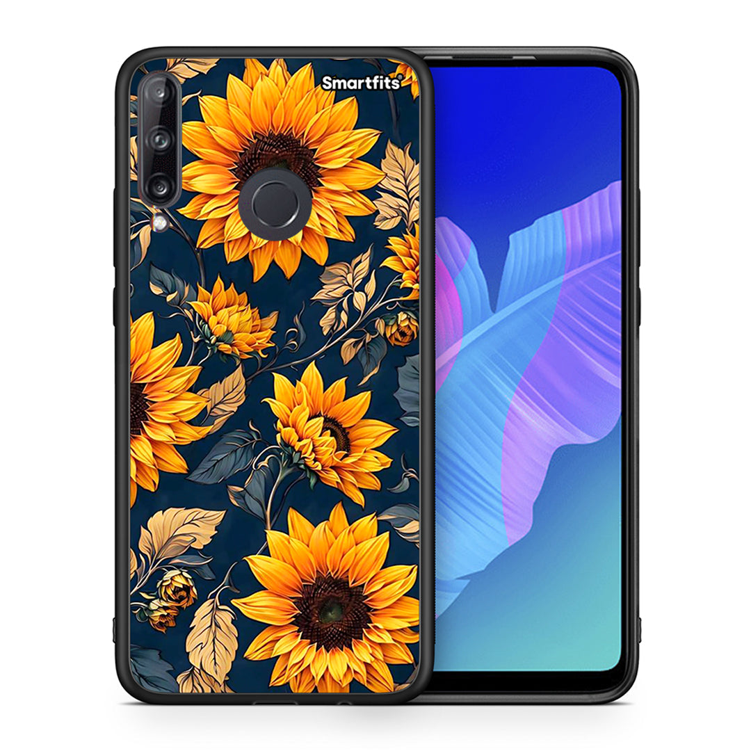 Θήκη Huawei P40 Lite E Autumn Sunflowers από τη Smartfits με σχέδιο στο πίσω μέρος και μαύρο περίβλημα | Huawei P40 Lite E Autumn Sunflowers case with colorful back and black bezels