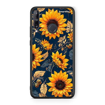 Huawei P40 Lite E Autumn Sunflowers Θήκη από τη Smartfits με σχέδιο στο πίσω μέρος και μαύρο περίβλημα | Smartphone case with colorful back and black bezels by Smartfits