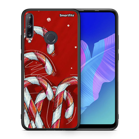 Θήκη Huawei P40 Lite E Candy Cane από τη Smartfits με σχέδιο στο πίσω μέρος και μαύρο περίβλημα | Huawei P40 Lite E Candy Cane case with colorful back and black bezels
