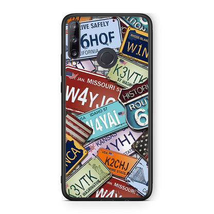 Huawei P40 Lite E Car Plates θήκη από τη Smartfits με σχέδιο στο πίσω μέρος και μαύρο περίβλημα | Smartphone case with colorful back and black bezels by Smartfits