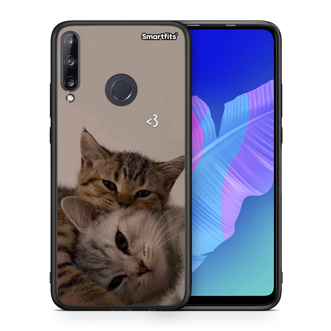 Θήκη Huawei P40 Lite E Cats In Love από τη Smartfits με σχέδιο στο πίσω μέρος και μαύρο περίβλημα | Huawei P40 Lite E Cats In Love case with colorful back and black bezels