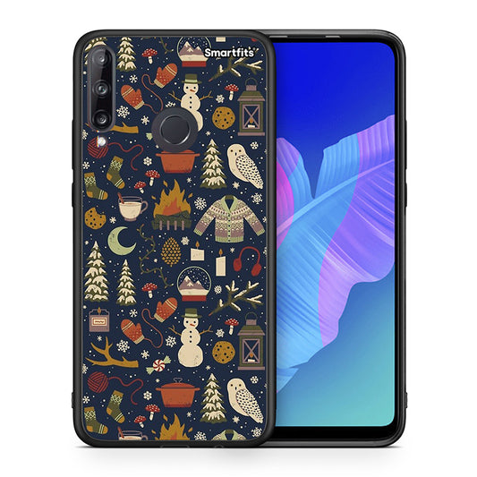 Θήκη Huawei P40 Lite E Christmas Elements από τη Smartfits με σχέδιο στο πίσω μέρος και μαύρο περίβλημα | Huawei P40 Lite E Christmas Elements case with colorful back and black bezels