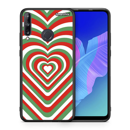 Θήκη Huawei P40 Lite E Christmas Hearts από τη Smartfits με σχέδιο στο πίσω μέρος και μαύρο περίβλημα | Huawei P40 Lite E Christmas Hearts case with colorful back and black bezels