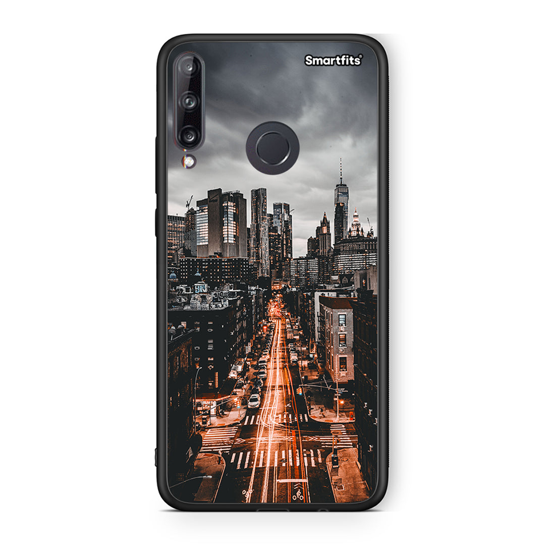 Huawei P40 Lite E City Lights θήκη από τη Smartfits με σχέδιο στο πίσω μέρος και μαύρο περίβλημα | Smartphone case with colorful back and black bezels by Smartfits