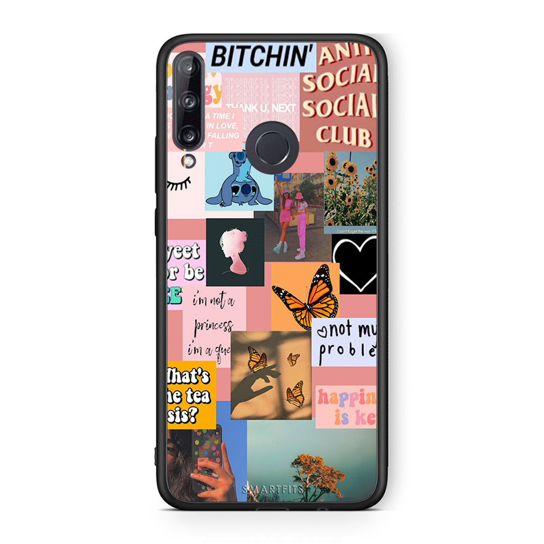 Huawei P40 Lite E Collage Bitchin Θήκη Αγίου Βαλεντίνου από τη Smartfits με σχέδιο στο πίσω μέρος και μαύρο περίβλημα | Smartphone case with colorful back and black bezels by Smartfits