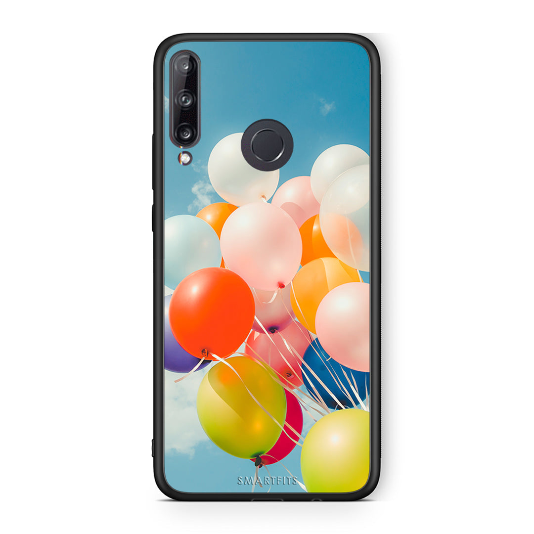 Huawei P40 Lite E Colorful Balloons θήκη από τη Smartfits με σχέδιο στο πίσω μέρος και μαύρο περίβλημα | Smartphone case with colorful back and black bezels by Smartfits