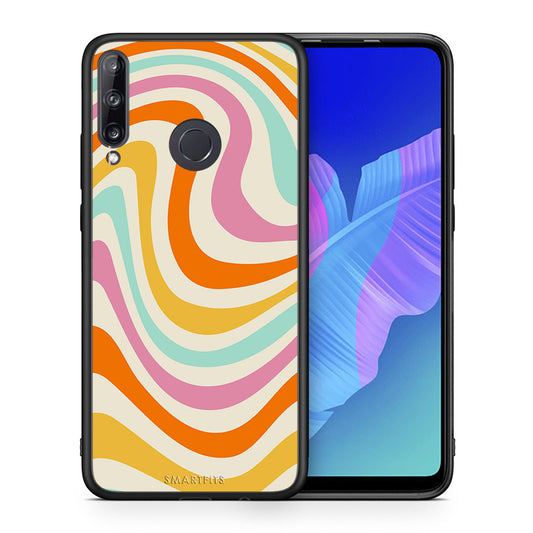 Θήκη Huawei P40 Lite E Colourful Waves από τη Smartfits με σχέδιο στο πίσω μέρος και μαύρο περίβλημα | Huawei P40 Lite E Colourful Waves case with colorful back and black bezels