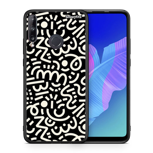 Θήκη Huawei P40 Lite E Doodle Art από τη Smartfits με σχέδιο στο πίσω μέρος και μαύρο περίβλημα | Huawei P40 Lite E Doodle Art case with colorful back and black bezels