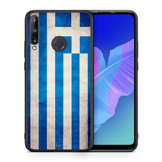 Θήκη Huawei P40 Lite E Greek Flag από τη Smartfits με σχέδιο στο πίσω μέρος και μαύρο περίβλημα | Huawei P40 Lite E Greek Flag case with colorful back and black bezels