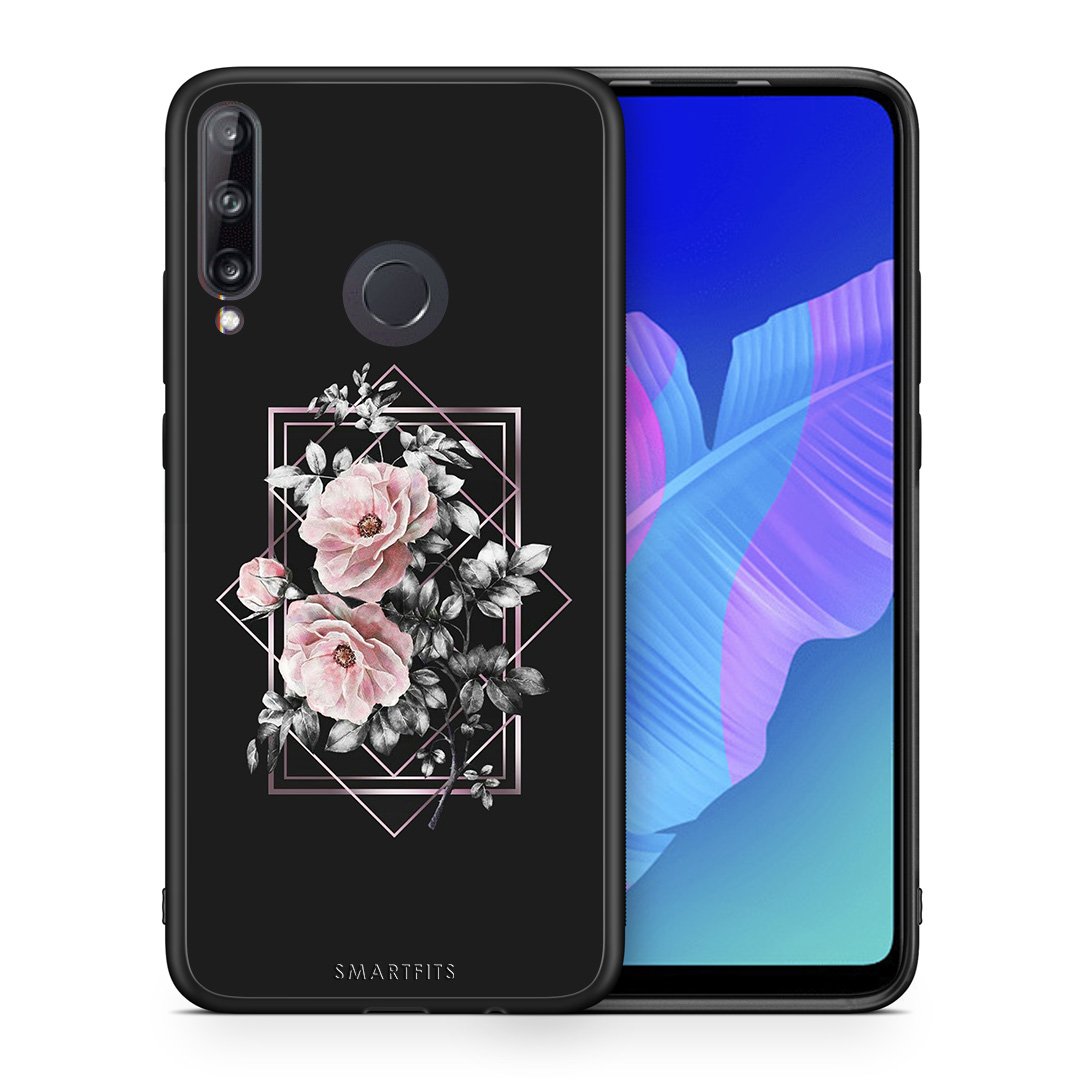 Θήκη Huawei P40 Lite E Frame Flower από τη Smartfits με σχέδιο στο πίσω μέρος και μαύρο περίβλημα | Huawei P40 Lite E Frame Flower case with colorful back and black bezels