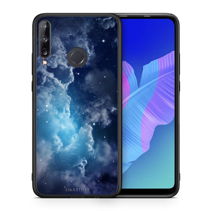 Θήκη Huawei P40 Lite E Blue Sky Galaxy από τη Smartfits με σχέδιο στο πίσω μέρος και μαύρο περίβλημα | Huawei P40 Lite E Blue Sky Galaxy case with colorful back and black bezels