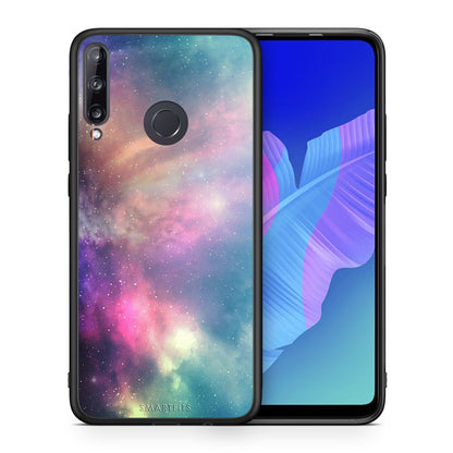 Θήκη Huawei P40 Lite E Rainbow Galaxy από τη Smartfits με σχέδιο στο πίσω μέρος και μαύρο περίβλημα | Huawei P40 Lite E Rainbow Galaxy case with colorful back and black bezels