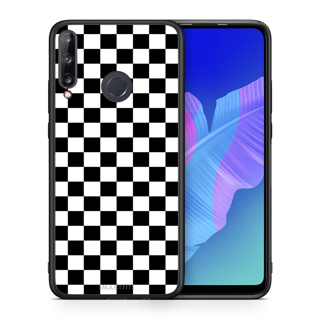 Θήκη Huawei P40 Lite E Squares Geometric από τη Smartfits με σχέδιο στο πίσω μέρος και μαύρο περίβλημα | Huawei P40 Lite E Squares Geometric case with colorful back and black bezels