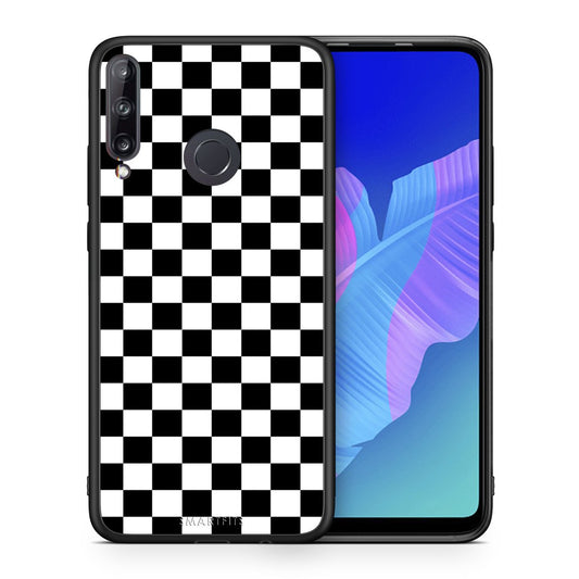 Θήκη Huawei P40 Lite E Squares Geometric από τη Smartfits με σχέδιο στο πίσω μέρος και μαύρο περίβλημα | Huawei P40 Lite E Squares Geometric case with colorful back and black bezels