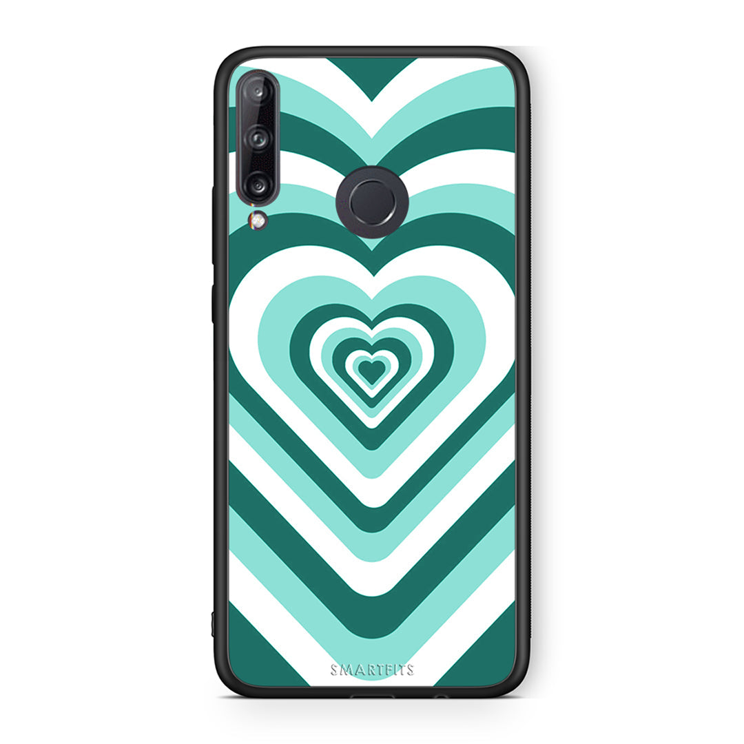 Huawei P40 Lite E Green Hearts θήκη από τη Smartfits με σχέδιο στο πίσω μέρος και μαύρο περίβλημα | Smartphone case with colorful back and black bezels by Smartfits
