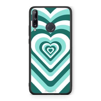 Huawei P40 Lite E Green Hearts θήκη από τη Smartfits με σχέδιο στο πίσω μέρος και μαύρο περίβλημα | Smartphone case with colorful back and black bezels by Smartfits