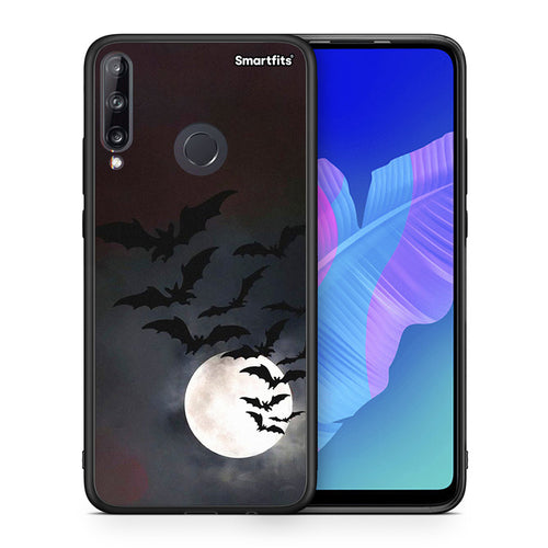 Θήκη Huawei P40 Lite E Halloween Bat Night από τη Smartfits με σχέδιο στο πίσω μέρος και μαύρο περίβλημα | Huawei P40 Lite E Halloween Bat Night case with colorful back and black bezels