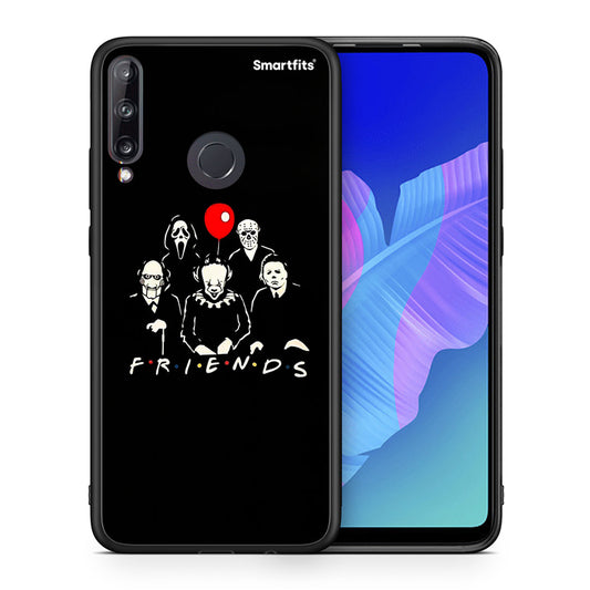 Θήκη Huawei P40 Lite E Halloween Friends από τη Smartfits με σχέδιο στο πίσω μέρος και μαύρο περίβλημα | Huawei P40 Lite E Halloween Friends case with colorful back and black bezels