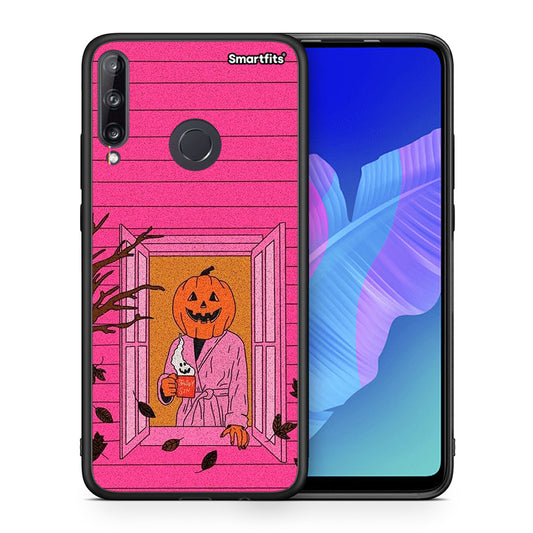 Θήκη Huawei P40 Lite E Halloween Pumpkin Lady από τη Smartfits με σχέδιο στο πίσω μέρος και μαύρο περίβλημα | Huawei P40 Lite E Halloween Pumpkin Lady case with colorful back and black bezels