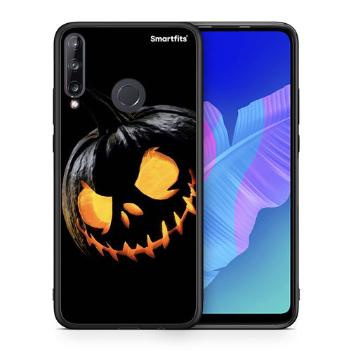 Θήκη Huawei P40 Lite E Halloween Scary Pumpkin από τη Smartfits με σχέδιο στο πίσω μέρος και μαύρο περίβλημα | Huawei P40 Lite E Halloween Scary Pumpkin case with colorful back and black bezels