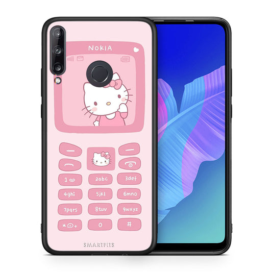 Θήκη Αγίου Βαλεντίνου Huawei P40 Lite E Hello Kitten από τη Smartfits με σχέδιο στο πίσω μέρος και μαύρο περίβλημα | Huawei P40 Lite E Hello Kitten case with colorful back and black bezels