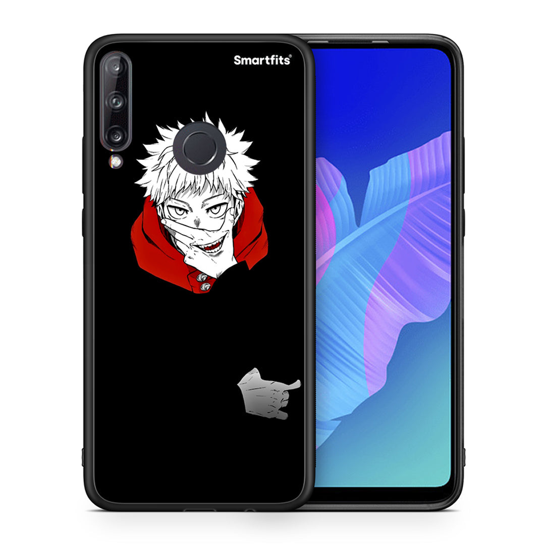 Θήκη Huawei P40 Lite E Itadori Anime από τη Smartfits με σχέδιο στο πίσω μέρος και μαύρο περίβλημα | Huawei P40 Lite E Itadori Anime case with colorful back and black bezels