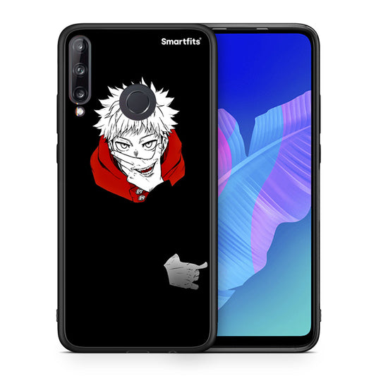 Θήκη Huawei P40 Lite E Itadori Anime από τη Smartfits με σχέδιο στο πίσω μέρος και μαύρο περίβλημα | Huawei P40 Lite E Itadori Anime case with colorful back and black bezels