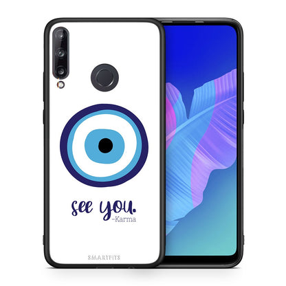 Θήκη Huawei P40 Lite E Karma Says από τη Smartfits με σχέδιο στο πίσω μέρος και μαύρο περίβλημα | Huawei P40 Lite E Karma Says case with colorful back and black bezels