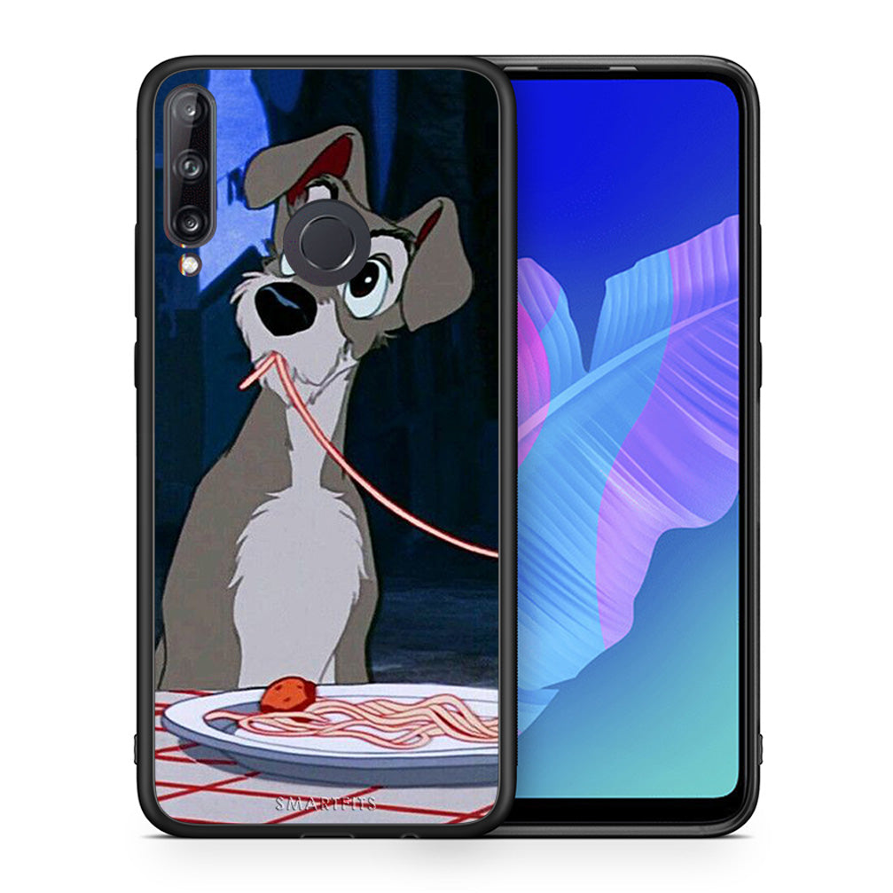 Θήκη Αγίου Βαλεντίνου Huawei P40 Lite E Lady And Tramp 1 από τη Smartfits με σχέδιο στο πίσω μέρος και μαύρο περίβλημα | Huawei P40 Lite E Lady And Tramp 1 case with colorful back and black bezels