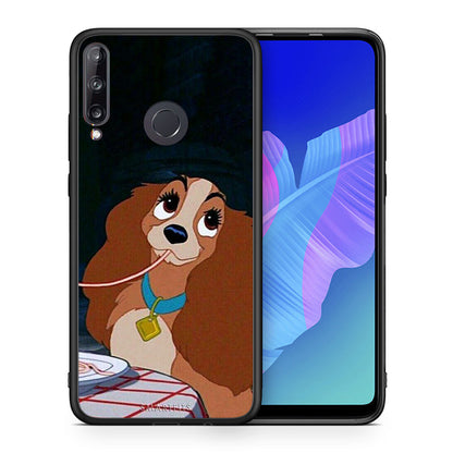 Θήκη Αγίου Βαλεντίνου Huawei P40 Lite E Lady And Tramp 2 από τη Smartfits με σχέδιο στο πίσω μέρος και μαύρο περίβλημα | Huawei P40 Lite E Lady And Tramp 2 case with colorful back and black bezels