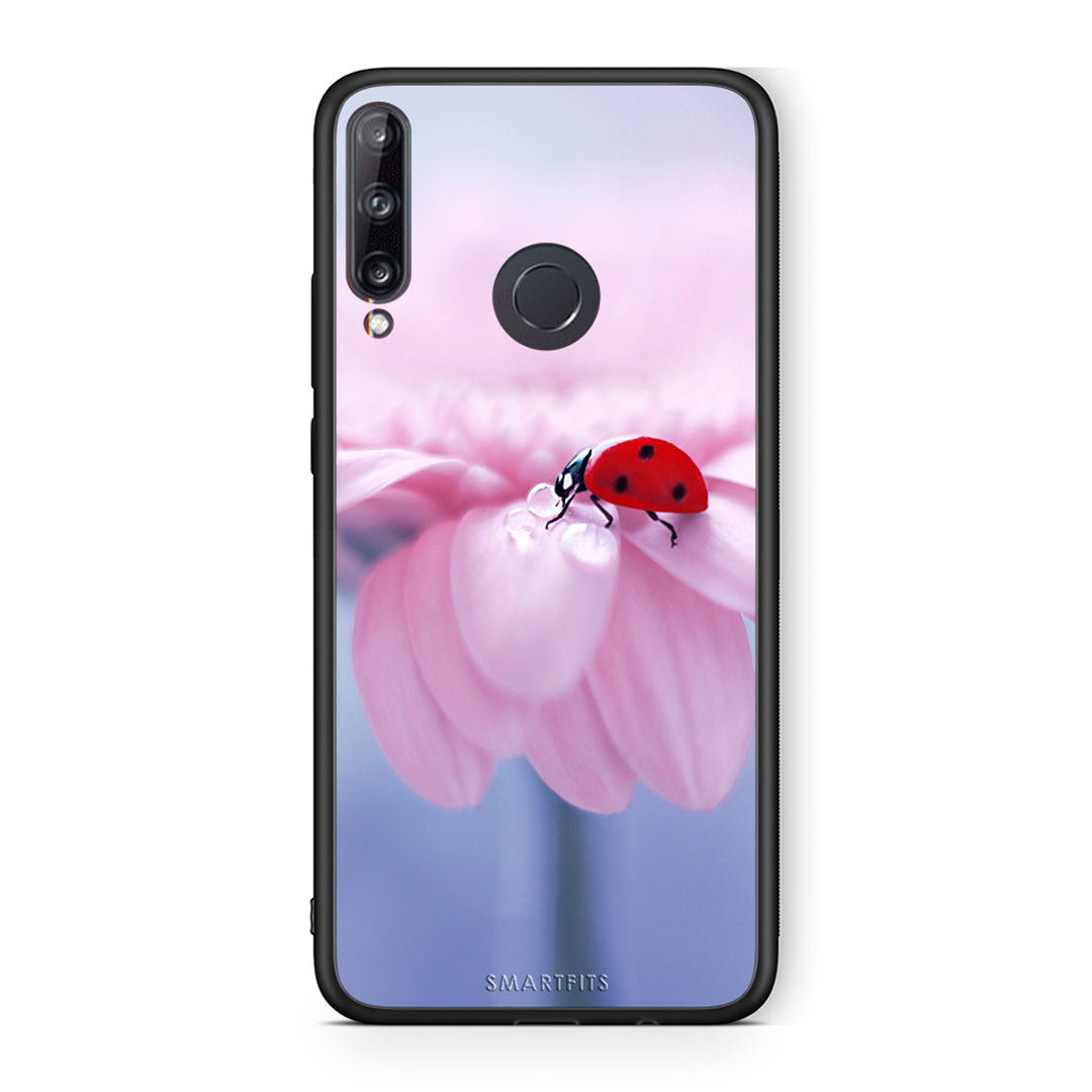 Huawei P40 Lite E Ladybug Flower θήκη από τη Smartfits με σχέδιο στο πίσω μέρος και μαύρο περίβλημα | Smartphone case with colorful back and black bezels by Smartfits