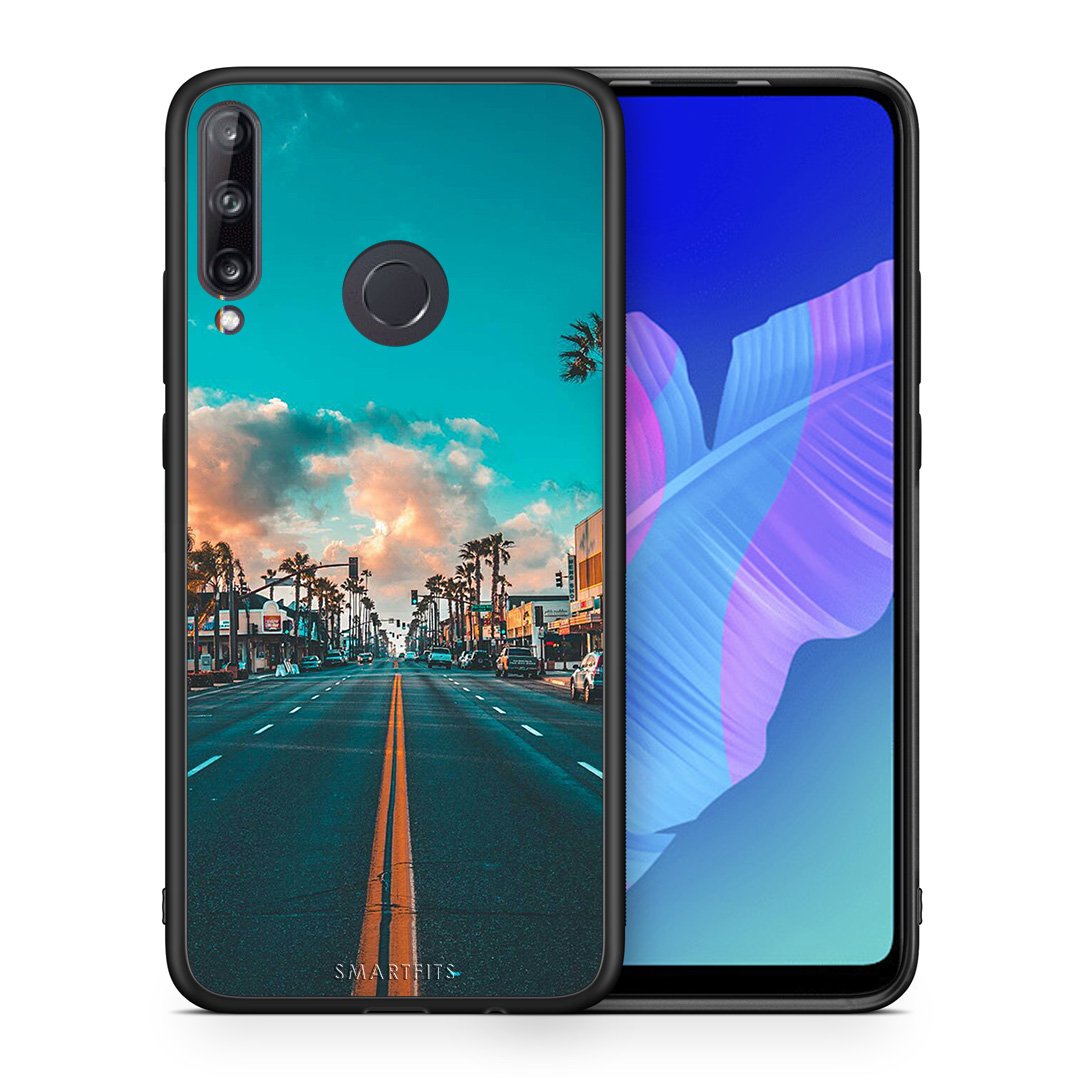 Θήκη Huawei P40 Lite E City Landscape από τη Smartfits με σχέδιο στο πίσω μέρος και μαύρο περίβλημα | Huawei P40 Lite E City Landscape case with colorful back and black bezels