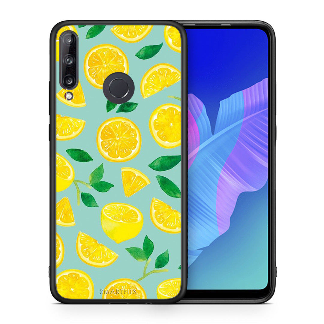 Θήκη Huawei P40 Lite E Lemons από τη Smartfits με σχέδιο στο πίσω μέρος και μαύρο περίβλημα | Huawei P40 Lite E Lemons case with colorful back and black bezels