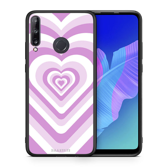 Θήκη Huawei P40 Lite E Lilac Hearts από τη Smartfits με σχέδιο στο πίσω μέρος και μαύρο περίβλημα | Huawei P40 Lite E Lilac Hearts case with colorful back and black bezels