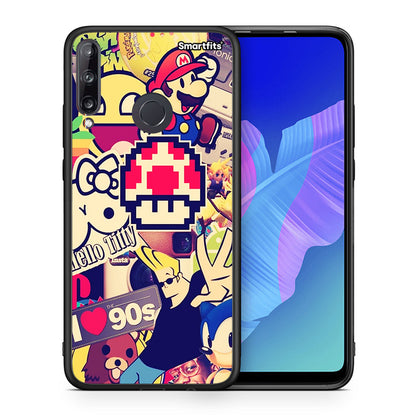 Θήκη Huawei P40 Lite E Love The 90s από τη Smartfits με σχέδιο στο πίσω μέρος και μαύρο περίβλημα | Huawei P40 Lite E Love The 90s case with colorful back and black bezels