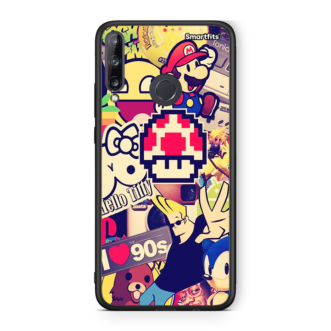 Huawei P40 Lite E Love The 90s θήκη από τη Smartfits με σχέδιο στο πίσω μέρος και μαύρο περίβλημα | Smartphone case with colorful back and black bezels by Smartfits