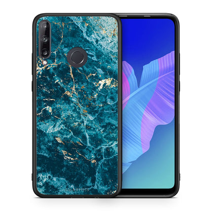 Θήκη Huawei P40 Lite E Marble Blue από τη Smartfits με σχέδιο στο πίσω μέρος και μαύρο περίβλημα | Huawei P40 Lite E Marble Blue case with colorful back and black bezels