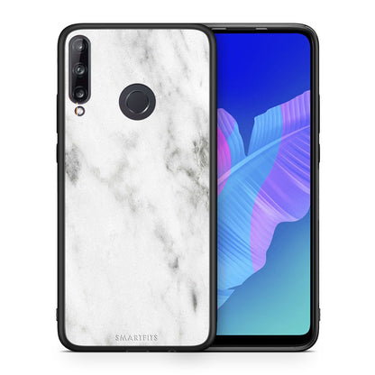 Θήκη Huawei P40 Lite E White Marble από τη Smartfits με σχέδιο στο πίσω μέρος και μαύρο περίβλημα | Huawei P40 Lite E White Marble case with colorful back and black bezels