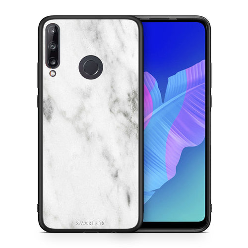 Θήκη Huawei P40 Lite E White Marble από τη Smartfits με σχέδιο στο πίσω μέρος και μαύρο περίβλημα | Huawei P40 Lite E White Marble case with colorful back and black bezels