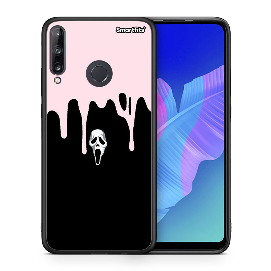 Θήκη Huawei P40 Lite E Melting Halloween Mask από τη Smartfits με σχέδιο στο πίσω μέρος και μαύρο περίβλημα | Huawei P40 Lite E Melting Halloween Mask case with colorful back and black bezels