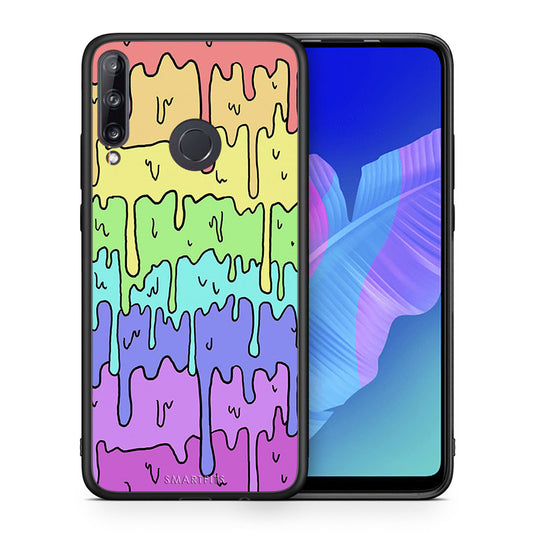 Θήκη Huawei P40 Lite E Melting Rainbow από τη Smartfits με σχέδιο στο πίσω μέρος και μαύρο περίβλημα | Huawei P40 Lite E Melting Rainbow case with colorful back and black bezels