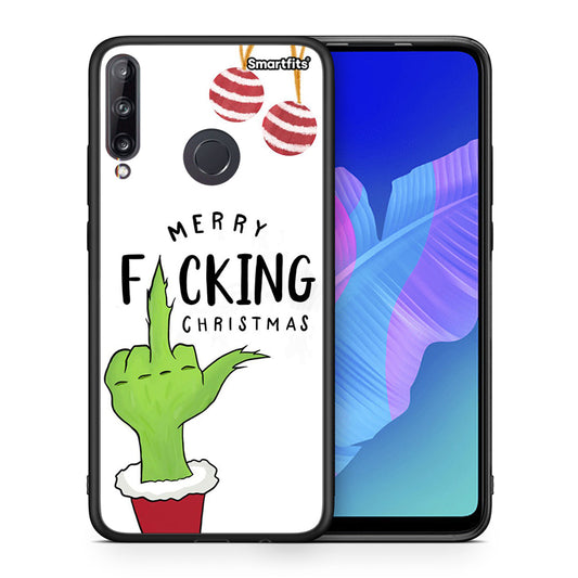 Θήκη Huawei P40 Lite E Merry F Xmas από τη Smartfits με σχέδιο στο πίσω μέρος και μαύρο περίβλημα | Huawei P40 Lite E Merry F Xmas case with colorful back and black bezels