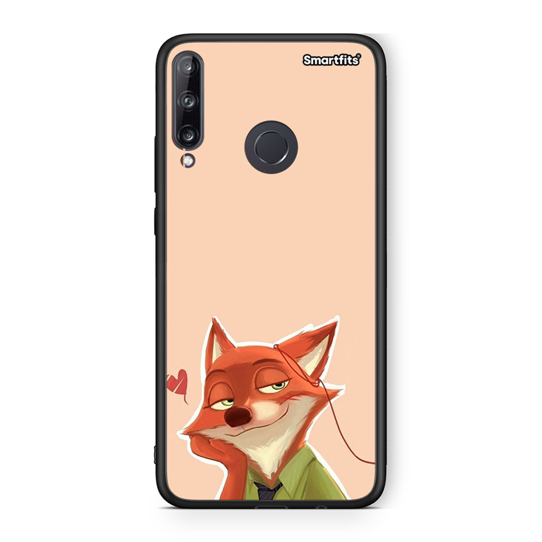 Huawei P40 Lite E Nick Wilde And Judy Hopps Love 1 θήκη από τη Smartfits με σχέδιο στο πίσω μέρος και μαύρο περίβλημα | Smartphone case with colorful back and black bezels by Smartfits