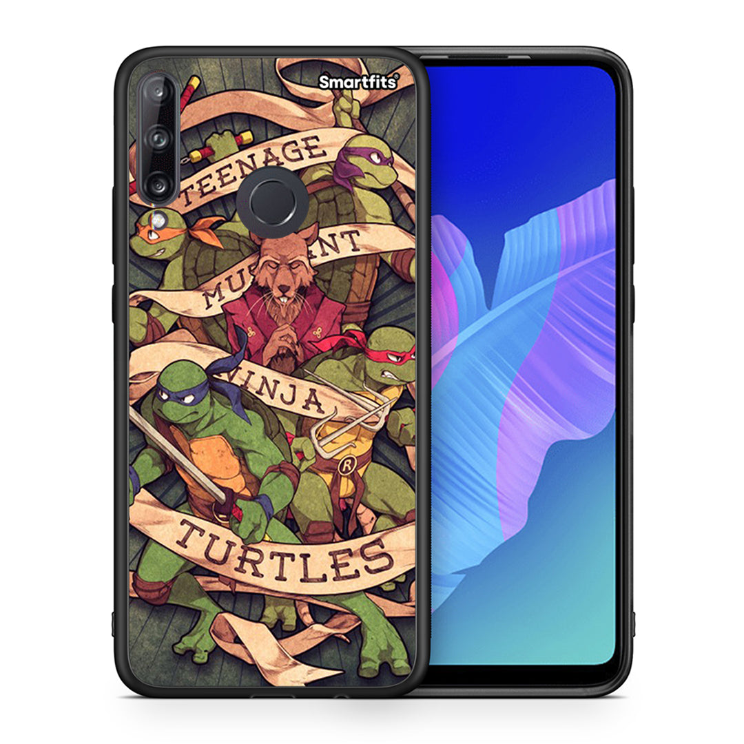 Θήκη Huawei P40 Lite E Ninja Turtles από τη Smartfits με σχέδιο στο πίσω μέρος και μαύρο περίβλημα | Huawei P40 Lite E Ninja Turtles case with colorful back and black bezels